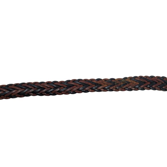 Vtg Handmade Western Braided Leather Belt Sz L Dark Brown Black 38" Turkey - Picture 9 of 14
